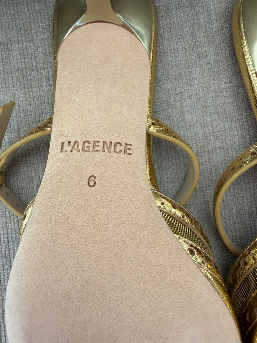 L'AGENCE Metallic Gold Pointed Kitten Heel - Picture 5 of 11